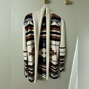 BB Dakota Brown and Cream Patterned Cardigan - S